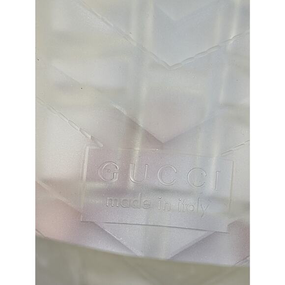 Gucci Clear Jelly Sandals Size 38 Block Heel Square Toe Logo Strap - Picture 8 of 10